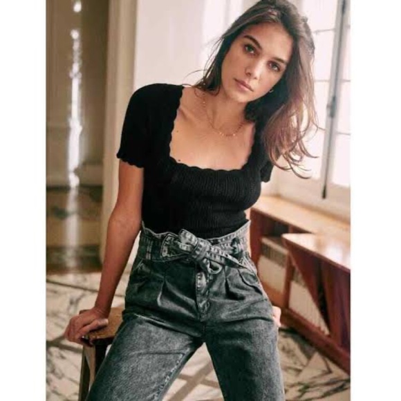 Sezane Pants - Austin Denim Trousers "Washed Black" (US2/EU34) NWOT